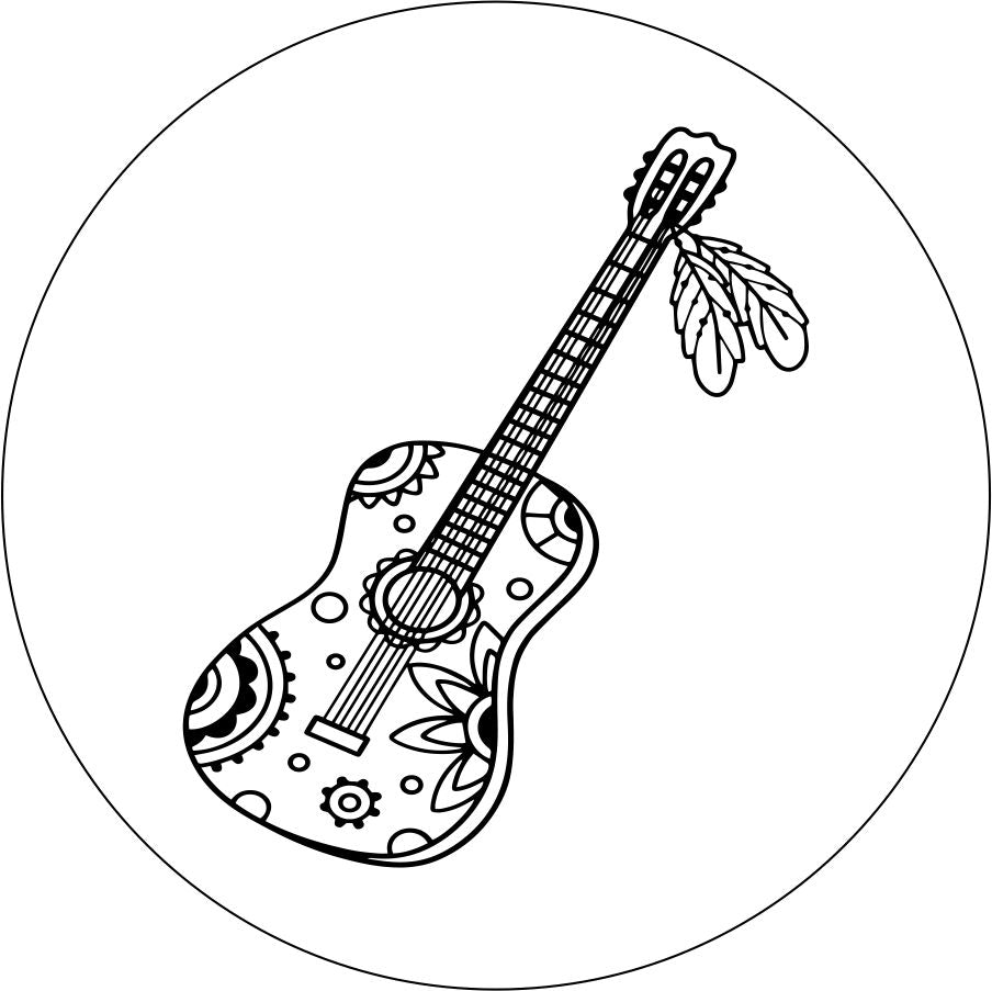 BOHO Acoustic Guitar with Flowers and Feathers-duckduckjeep-offroad-wrangler-gladiator-3d-jeep duck-custom duck-Jeep-The Quacktory-Fun Jeep Ducks-Ducks4Jeep