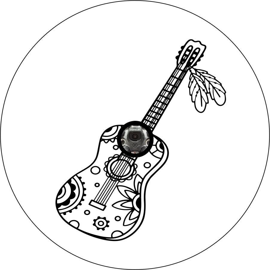 BOHO Acoustic Guitar with Flowers and Feathers-duckduckjeep-offroad-wrangler-gladiator-3d-jeep duck-custom duck-Jeep-The Quacktory-Fun Jeep Ducks-Ducks4Jeep