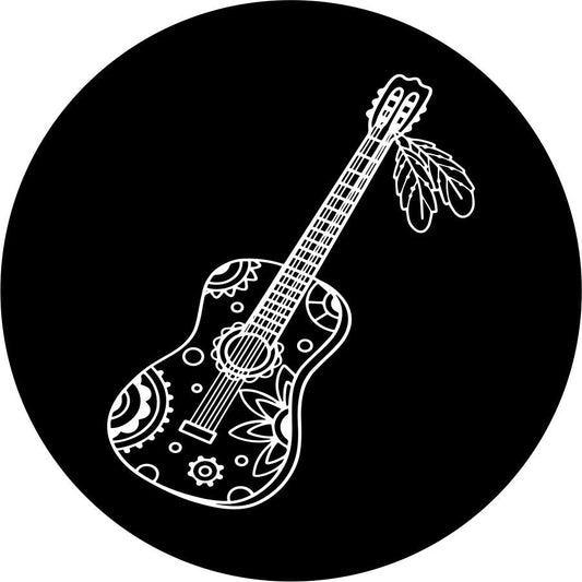 BOHO Acoustic Guitar with Flowers and Feathers-duckduckjeep-offroad-wrangler-gladiator-3d-jeep duck-custom duck-Jeep-The Quacktory-Fun Jeep Ducks-Ducks4Jeep