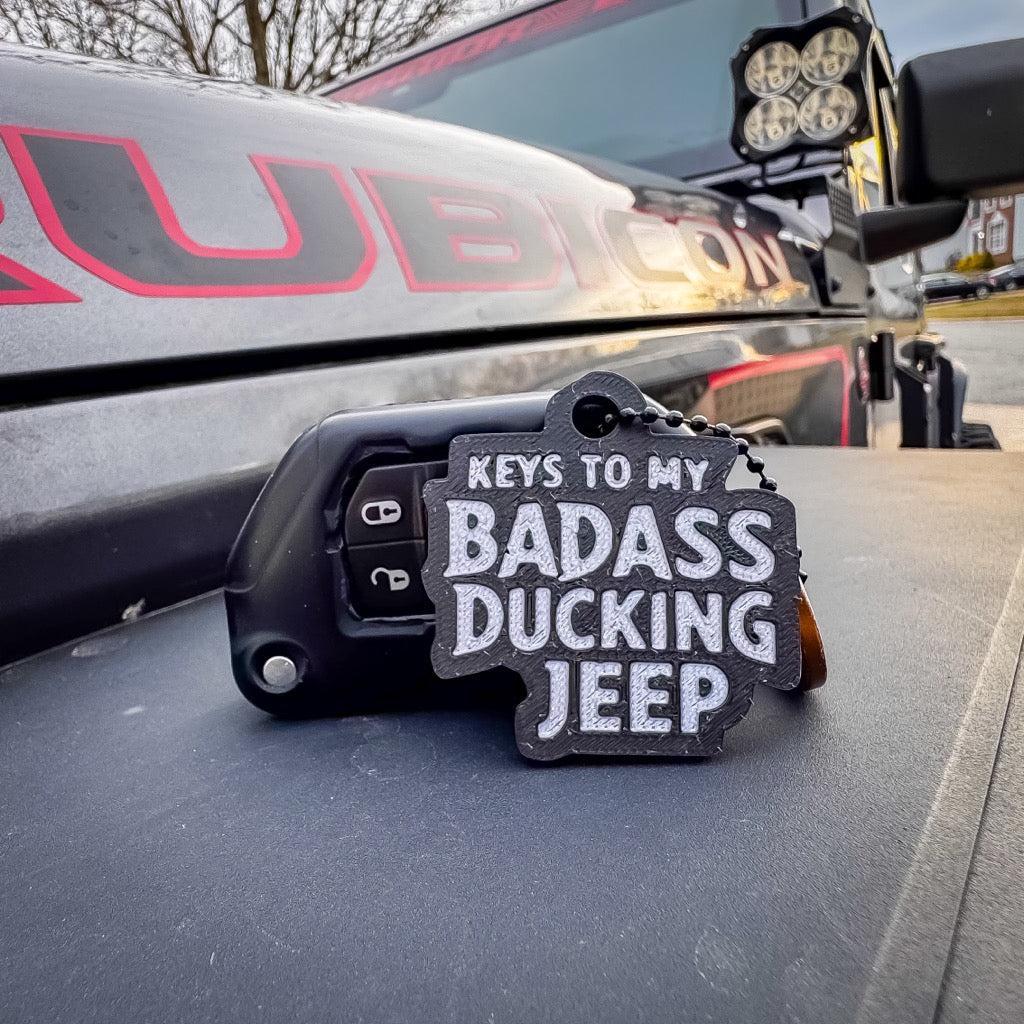 Badass Ducking Jeep Keychain-duckduckjeep-offroad-wrangler-gladiator-3d-jeep duck-custom duck-Jeep-The Quacktory-Fun Jeep Ducks-Ducks4Jeep