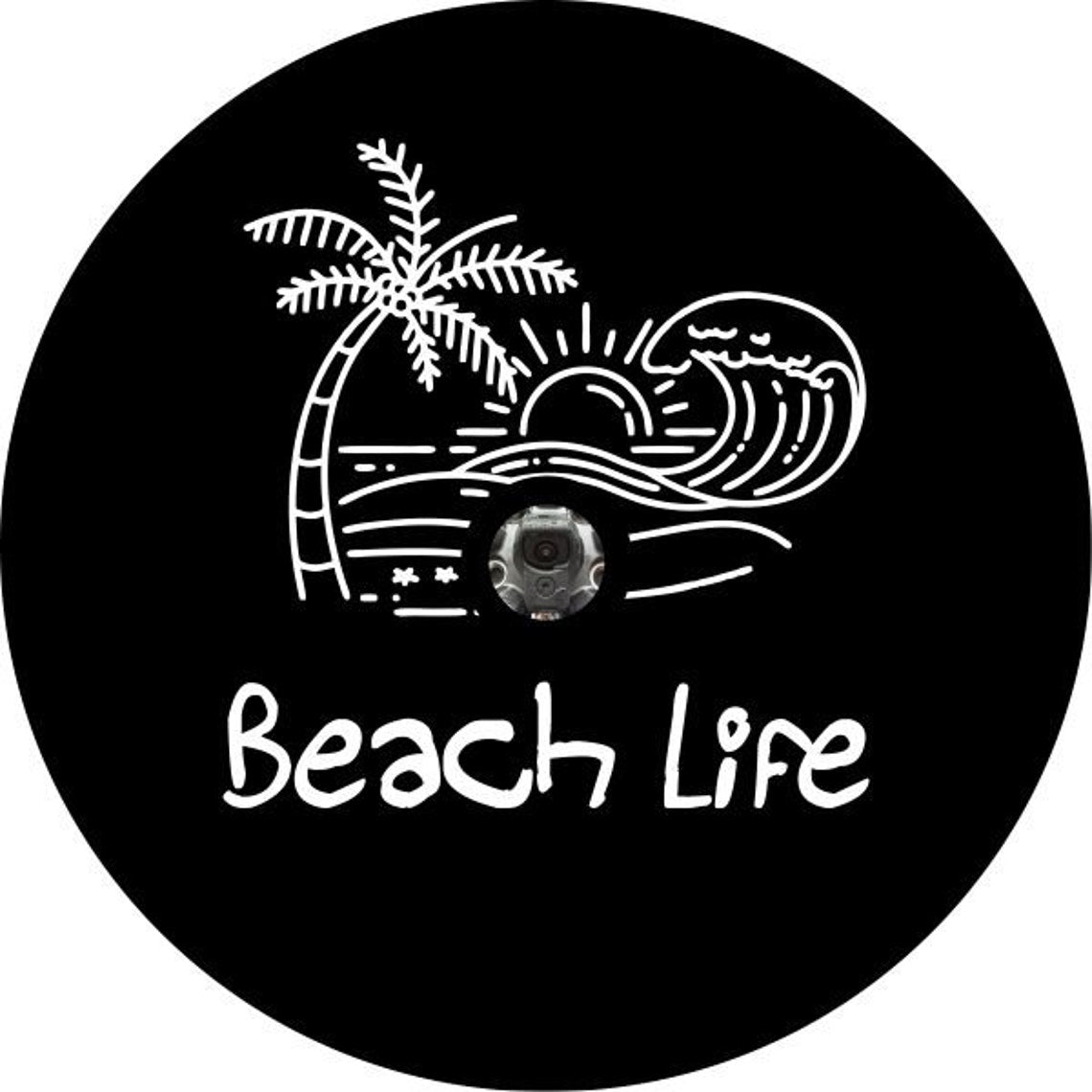 Beach Life - Tropical Beach Scene Spare Tire Cover for Jeep, Bronco, & More-duckduckjeep-offroad-wrangler-gladiator-3d-jeep duck-custom duck-Jeep-The Quacktory-Fun Jeep Ducks-Ducks4Jeep