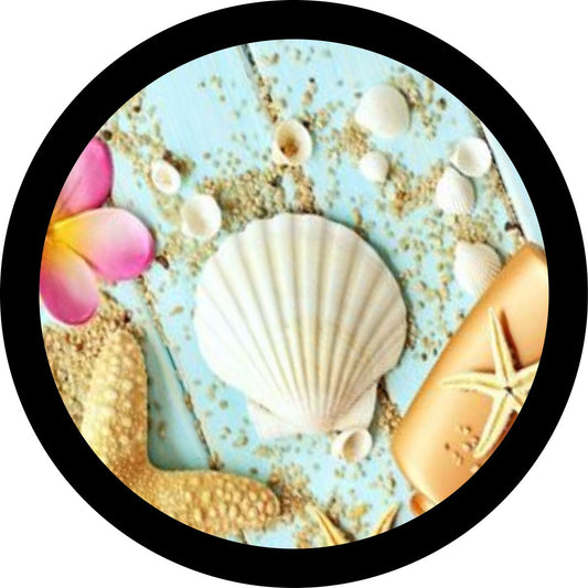 Beach Sea Shells Spare Tire Cover for Jeep, Bronco, Campers, RV, Vans, & More-duckduckjeep-offroad-wrangler-gladiator-3d-jeep duck-custom duck-Jeep-The Quacktory-Fun Jeep Ducks-Ducks4Jeep
