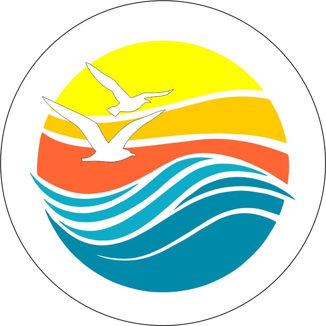 Beach Waves, Birds, and Sunset Spare Tire Cover for Jeep, RV, Camper, Bronco, Vans, & More-duckduckjeep-offroad-wrangler-gladiator-3d-jeep duck-custom duck-Jeep-The Quacktory-Fun Jeep Ducks-Ducks4Jeep