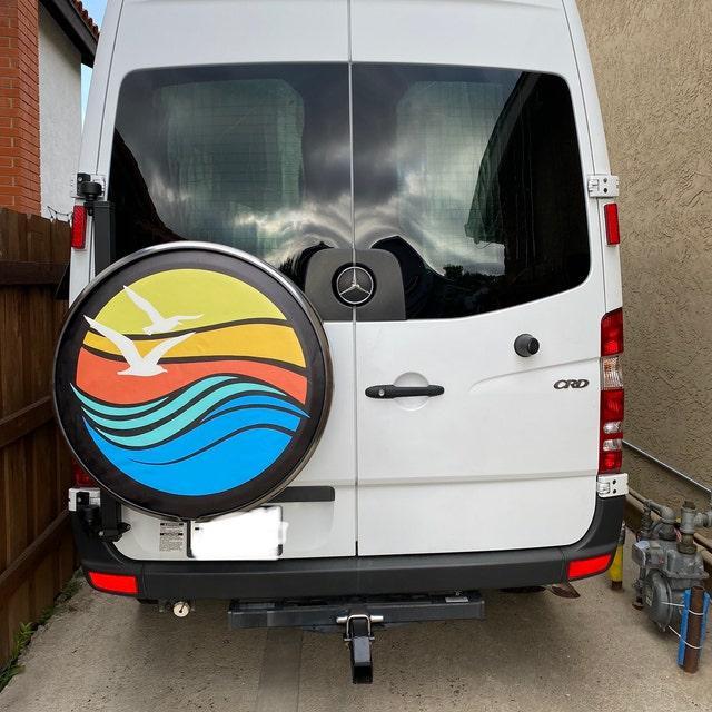 Beach Waves, Birds, and Sunset Spare Tire Cover for Jeep, RV, Camper, Bronco, Vans, & More-duckduckjeep-offroad-wrangler-gladiator-3d-jeep duck-custom duck-Jeep-The Quacktory-Fun Jeep Ducks-Ducks4Jeep