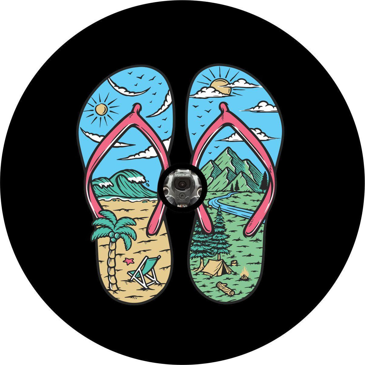 Beach and Mountain Flip Flop Spare Tire Cover for Jeep, Bronco, RV, Camper, & More-duckduckjeep-offroad-wrangler-gladiator-3d-jeep duck-custom duck-Jeep-The Quacktory-Fun Jeep Ducks-Ducks4Jeep