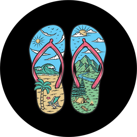 Beach and Mountain Flip Flop Spare Tire Cover for Jeep, Bronco, RV, Camper, & More-duckduckjeep-offroad-wrangler-gladiator-3d-jeep duck-custom duck-Jeep-The Quacktory-Fun Jeep Ducks-Ducks4Jeep