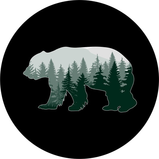 Bear & The Forest Silhouette Spare Tire Cover-duckduckjeep-offroad-wrangler-gladiator-3d-jeep duck-custom duck-Jeep-The Quacktory-Fun Jeep Ducks-Ducks4Jeep