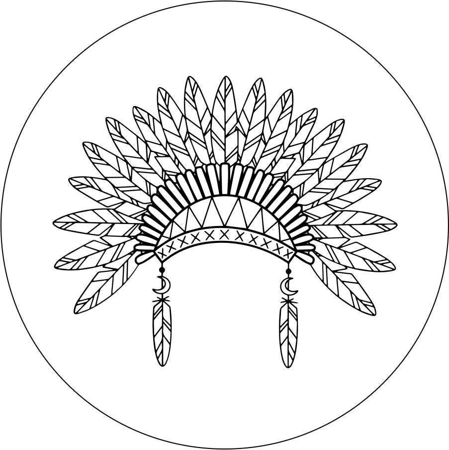 Beautiful Indian Headdress Spare Tire Cover for Jeep, RV, Camper, Bronco, & More-duckduckjeep-offroad-wrangler-gladiator-3d-jeep duck-custom duck-Jeep-The Quacktory-Fun Jeep Ducks-Ducks4Jeep