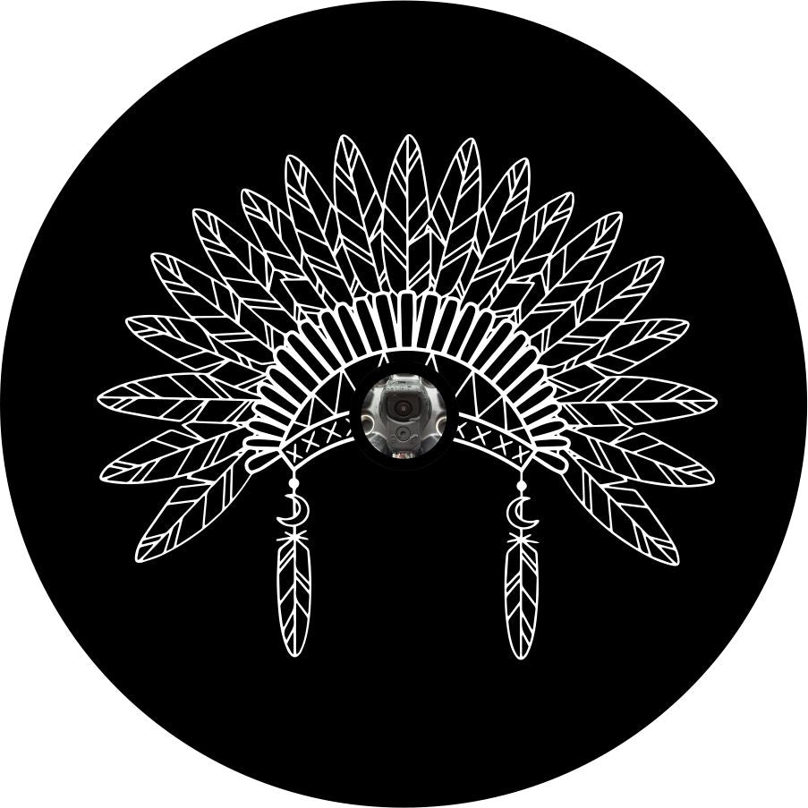 Beautiful Indian Headdress Spare Tire Cover for Jeep, RV, Camper, Bronco, & More-duckduckjeep-offroad-wrangler-gladiator-3d-jeep duck-custom duck-Jeep-The Quacktory-Fun Jeep Ducks-Ducks4Jeep