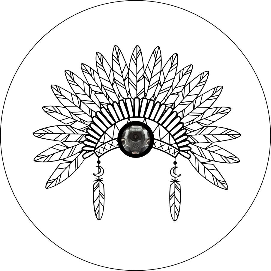 Beautiful Indian Headdress Spare Tire Cover for Jeep, RV, Camper, Bronco, & More-duckduckjeep-offroad-wrangler-gladiator-3d-jeep duck-custom duck-Jeep-The Quacktory-Fun Jeep Ducks-Ducks4Jeep