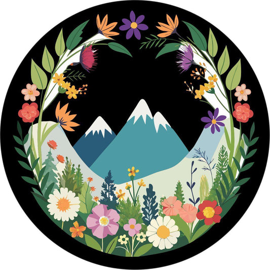 Beautiful Ornate Floral & Mountain Spare Tire Cover for Jeep, Bronco, Campers, RV, Vans, & More-duckduckjeep-offroad-wrangler-gladiator-3d-jeep duck-custom duck-Jeep-The Quacktory-Fun Jeep Ducks-Ducks4Jeep