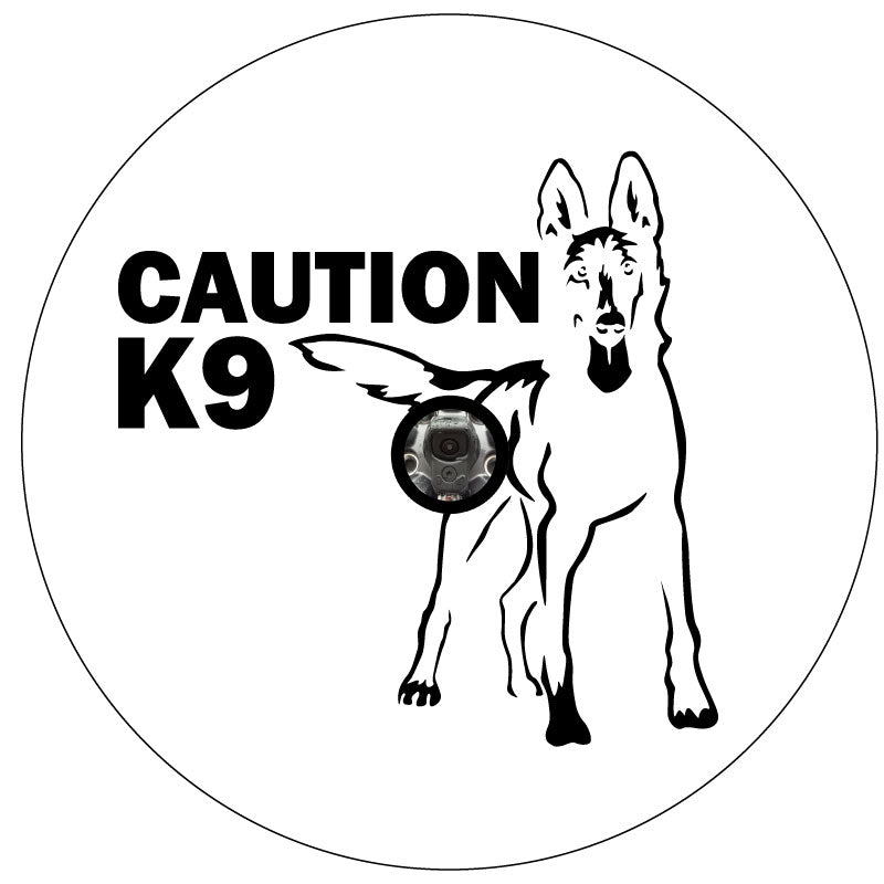 Belgian Malinois - Caution K9 Spare Tire Cover - Jeep, RV, Camper, Bronco & More-duckduckjeep-offroad-wrangler-gladiator-3d-jeep duck-custom duck-Jeep-The Quacktory-Fun Jeep Ducks-Ducks4Jeep