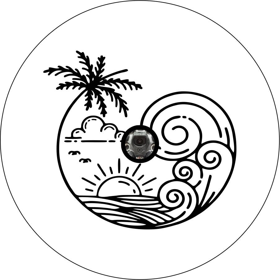 Big Wave at Sunset with Palm Tree-duckduckjeep-offroad-wrangler-gladiator-3d-jeep duck-custom duck-Jeep-The Quacktory-Fun Jeep Ducks-Ducks4Jeep