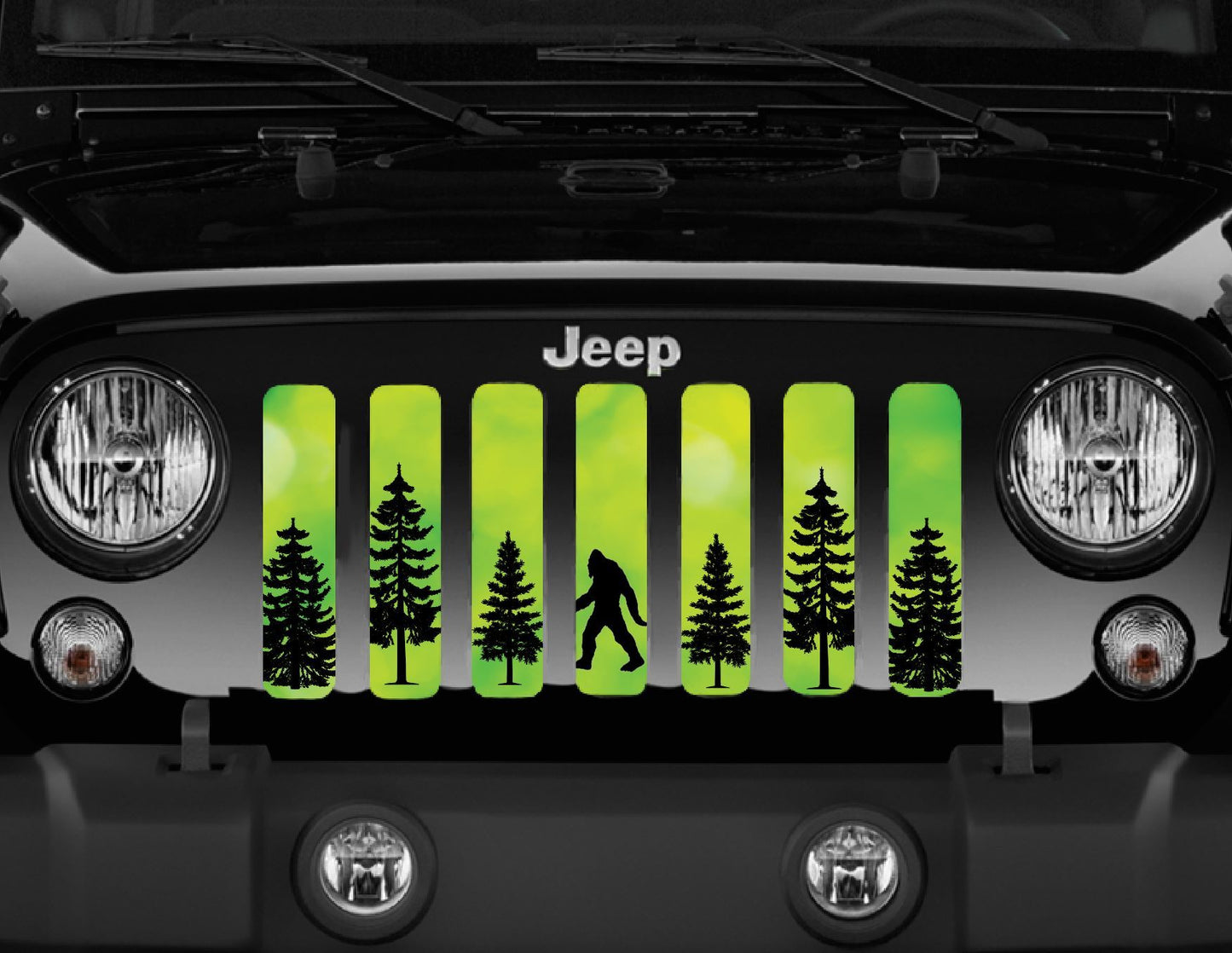 Platinum Bigfoot Bright Green Background Grille Insert