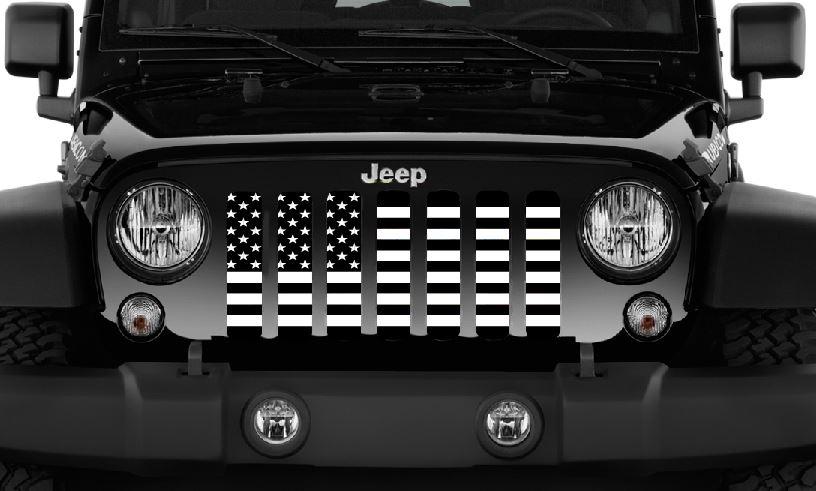 Platinum Black and White American Flag Grille Insert