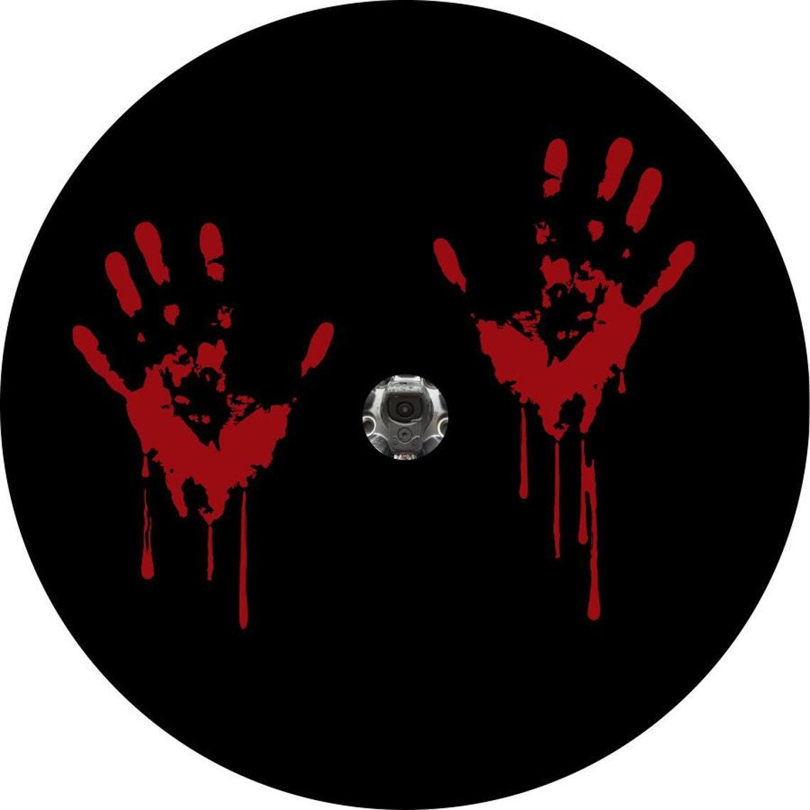 Bloody Hands Spare Tire Cover-duckduckjeep-offroad-wrangler-gladiator-3d-jeep duck-custom duck-Jeep-The Quacktory-Fun Jeep Ducks-Ducks4Jeep