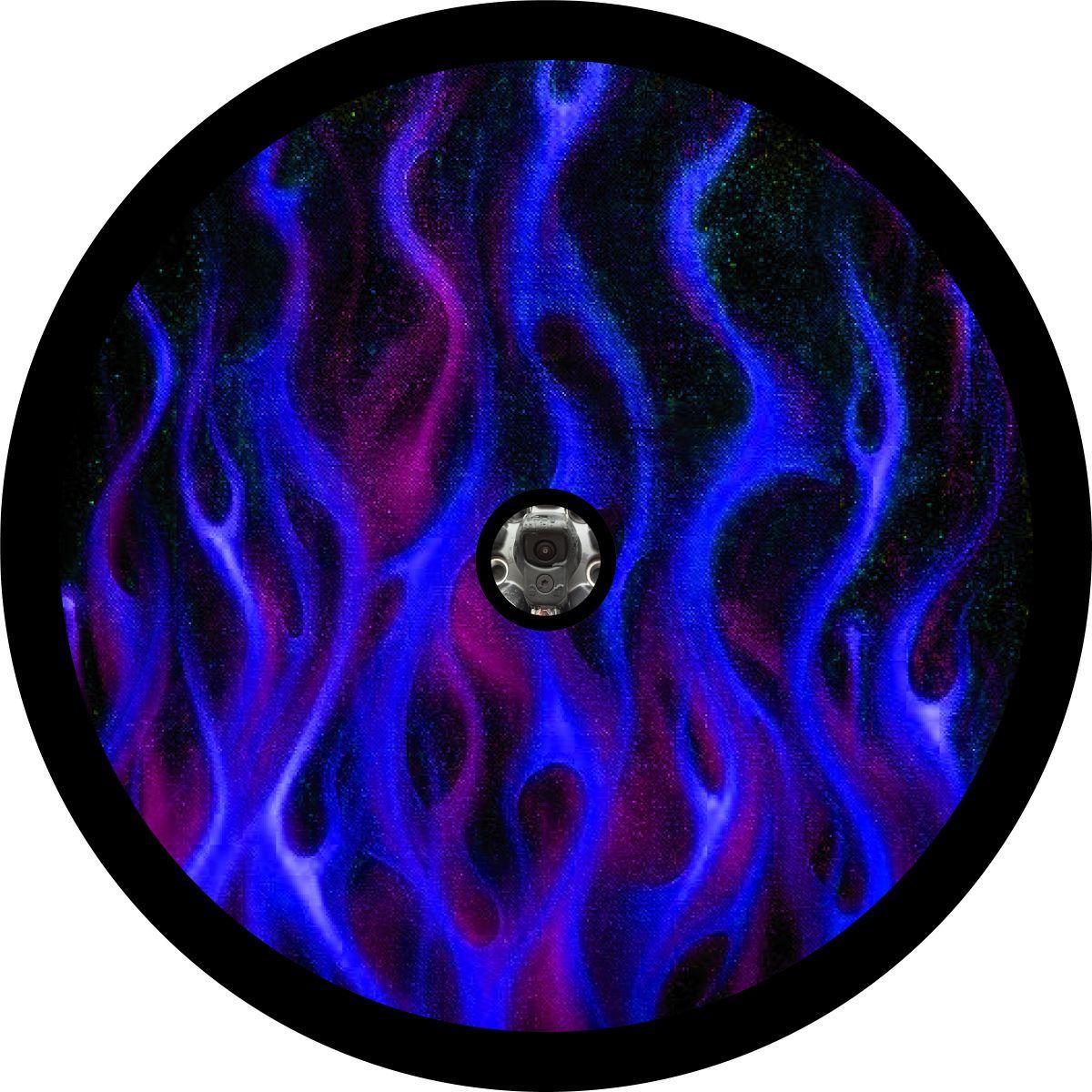 Blue Flames Spare Tire Cover for Jeep, Bronco, RV, Camper, & More-duckduckjeep-offroad-wrangler-gladiator-3d-jeep duck-custom duck-Jeep-The Quacktory-Fun Jeep Ducks-Ducks4Jeep