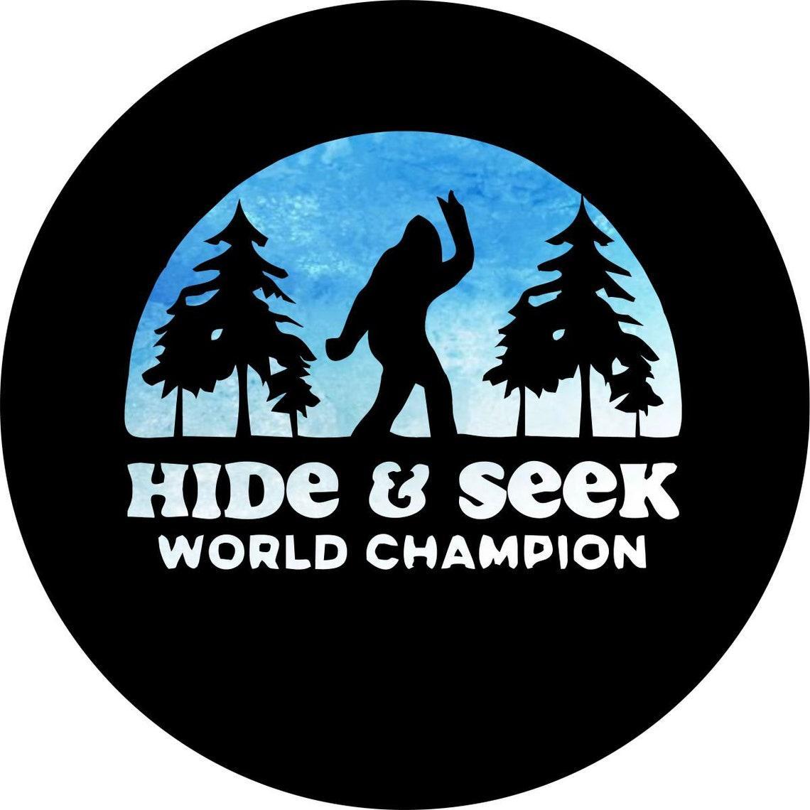 Blue Sky Bigfoot/Sasquatch Hide and Seek World Champion Spare Tire Cover-duckduckjeep-offroad-wrangler-gladiator-3d-jeep duck-custom duck-Jeep-The Quacktory-Fun Jeep Ducks-Ducks4Jeep