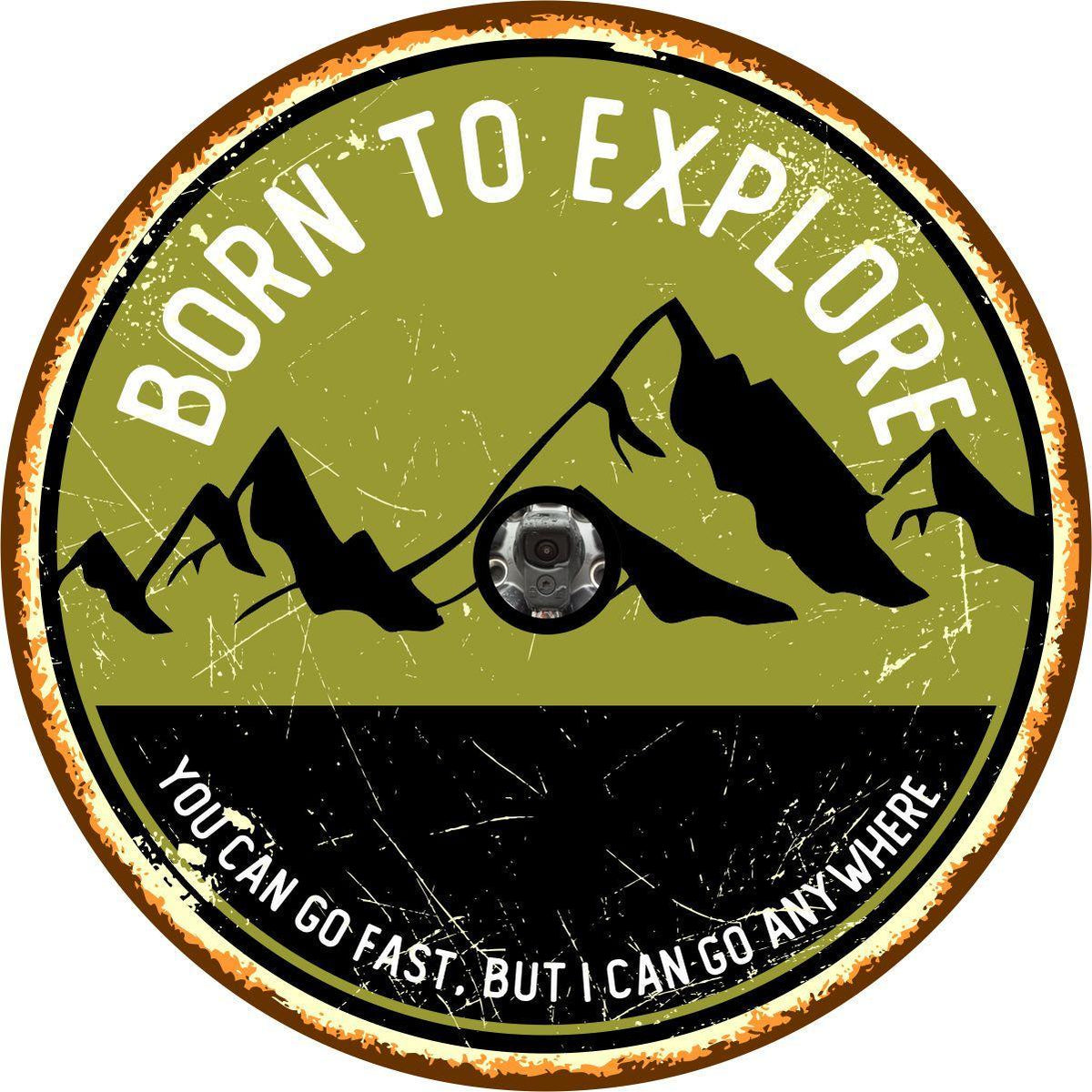 Born to Explore Mountains Spare Tire Cover for Jeep, RV, Camper, Trailer, and More-duckduckjeep-offroad-wrangler-gladiator-3d-jeep duck-custom duck-Jeep-The Quacktory-Fun Jeep Ducks-Ducks4Jeep