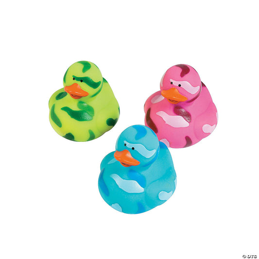 Bright Camo Rubber Ducks - by the dozen-duckduckjeep-offroad-wrangler-gladiator-3d-jeep duck-custom duck-Jeep-The Quacktory-Fun Jeep Ducks-Ducks4Jeep