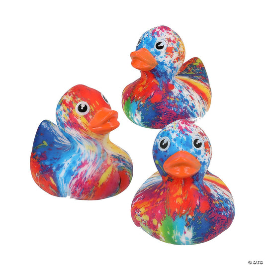 Bright Color Swirl Tie Dye Vinyl Rubber Ducks - by the dozen-duckduckjeep-offroad-wrangler-gladiator-3d-jeep duck-custom duck-Jeep-The Quacktory-Fun Jeep Ducks-Ducks4Jeep