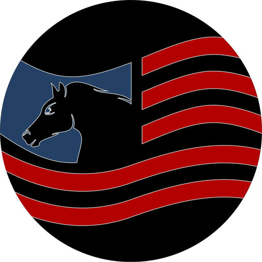 Bronco Horse Head with American Flag Spare Tire Cover for Jeep, Bronco, RV, Camper, Trailer, & More-duckduckjeep-offroad-wrangler-gladiator-3d-jeep duck-custom duck-Jeep-The Quacktory-Fun Jeep Ducks-Ducks4Jeep