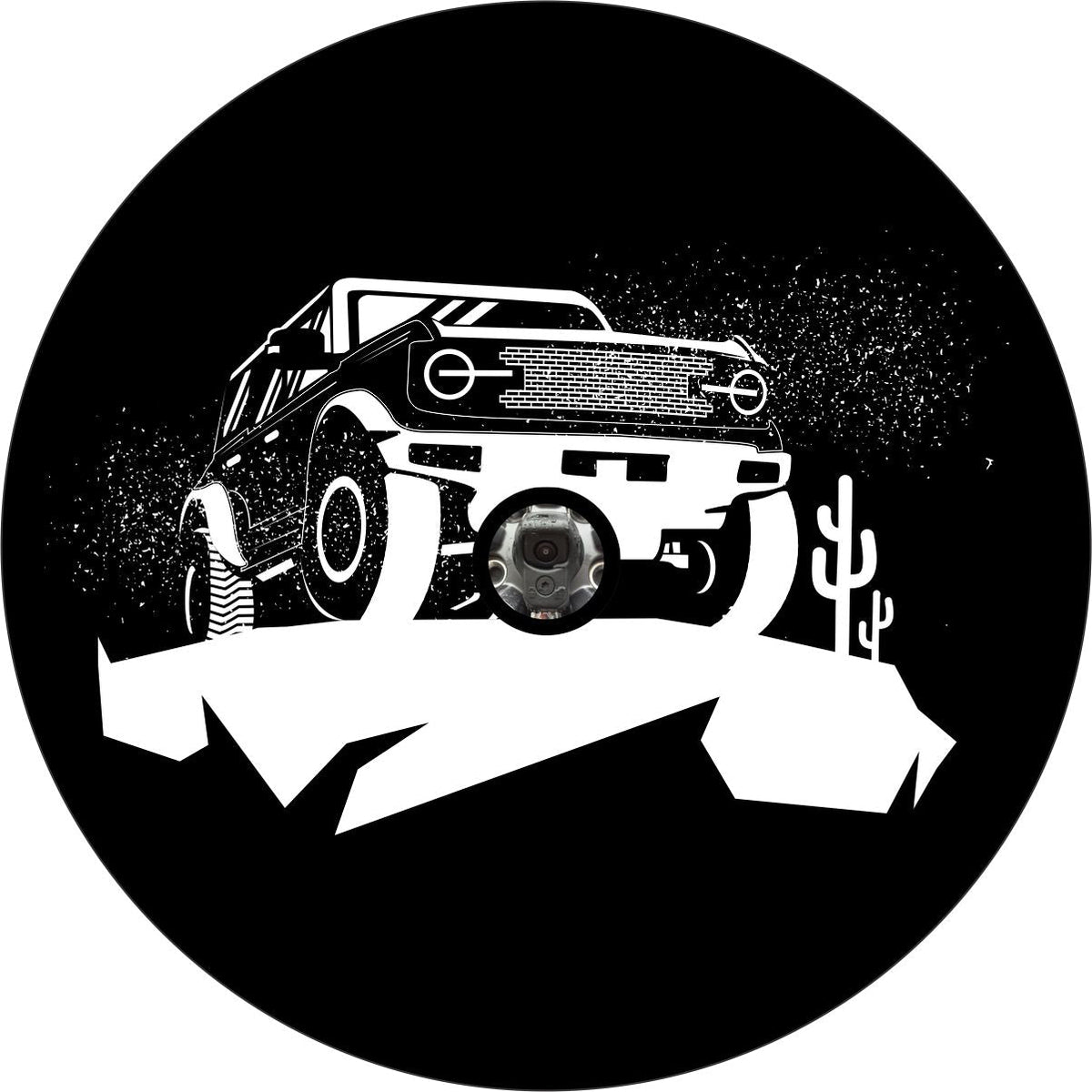 Bronco on the Cliff - Spare Tire Cover for Broncos-duckduckjeep-offroad-wrangler-gladiator-3d-jeep duck-custom duck-Jeep-The Quacktory-Fun Jeep Ducks-Ducks4Jeep