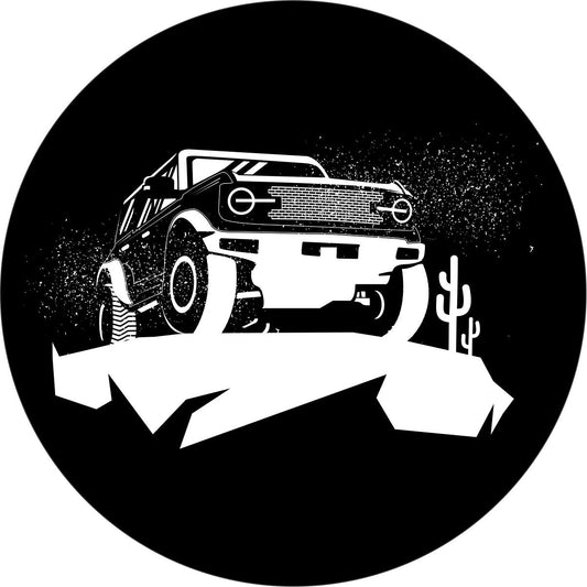 Bronco on the Cliff - Spare Tire Cover for Broncos-duckduckjeep-offroad-wrangler-gladiator-3d-jeep duck-custom duck-Jeep-The Quacktory-Fun Jeep Ducks-Ducks4Jeep