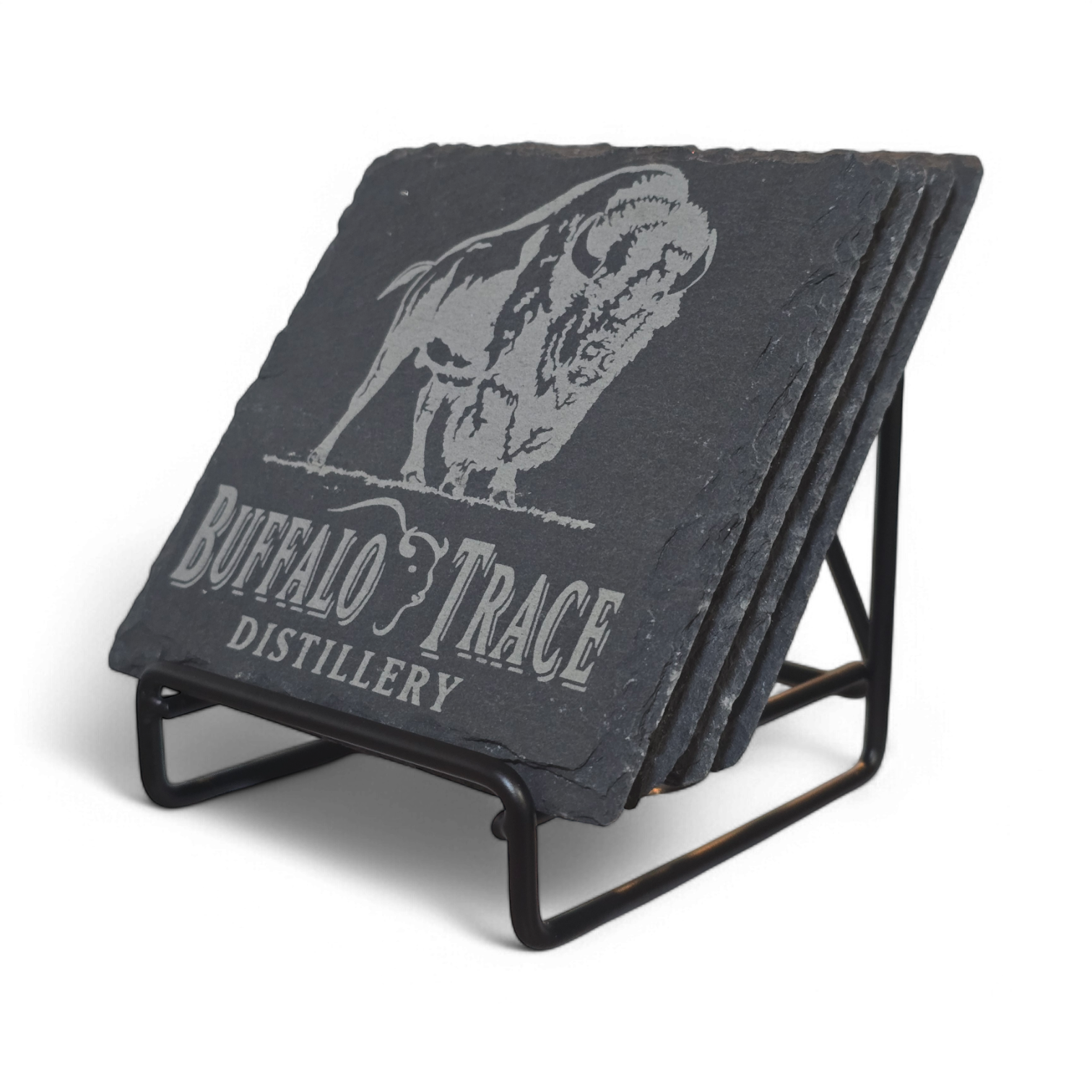 Buffalo Trace Coaster Set of 5 Slate or 4 Wood & Metal-duckduckjeep-offroad-wrangler-gladiator-3d-jeep duck-custom duck-Jeep-The Quacktory-Fun Jeep Ducks-Ducks4Jeep
