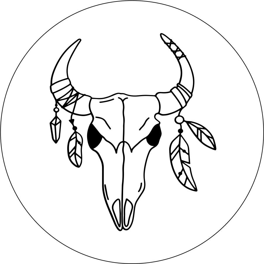 Bull/Cow Skull with Feathers-duckduckjeep-offroad-wrangler-gladiator-3d-jeep duck-custom duck-Jeep-The Quacktory-Fun Jeep Ducks-Ducks4Jeep
