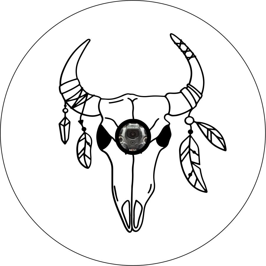 Bull/Cow Skull with Feathers-duckduckjeep-offroad-wrangler-gladiator-3d-jeep duck-custom duck-Jeep-The Quacktory-Fun Jeep Ducks-Ducks4Jeep