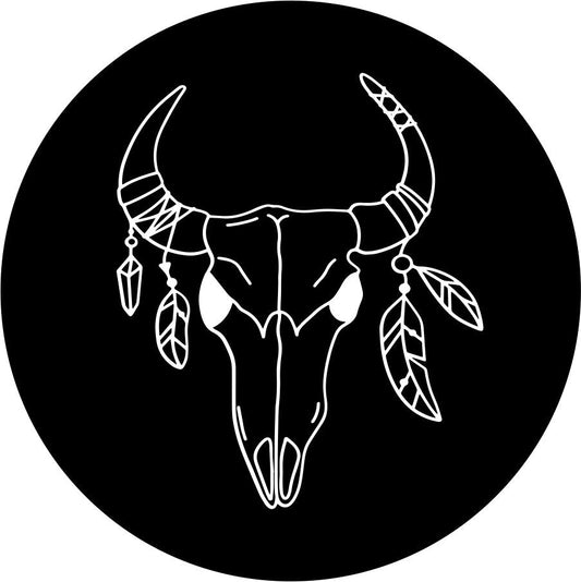 Bull/Cow Skull with Feathers-duckduckjeep-offroad-wrangler-gladiator-3d-jeep duck-custom duck-Jeep-The Quacktory-Fun Jeep Ducks-Ducks4Jeep
