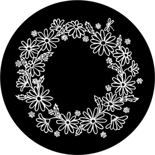Bunch of Daisies with Dragonfly Floral Wreath Custom Spare Tire Cover for Jeep, Broncos, RV, & More-duckduckjeep-offroad-wrangler-gladiator-3d-jeep duck-custom duck-Jeep-The Quacktory-Fun Jeep Ducks-Ducks4Jeep