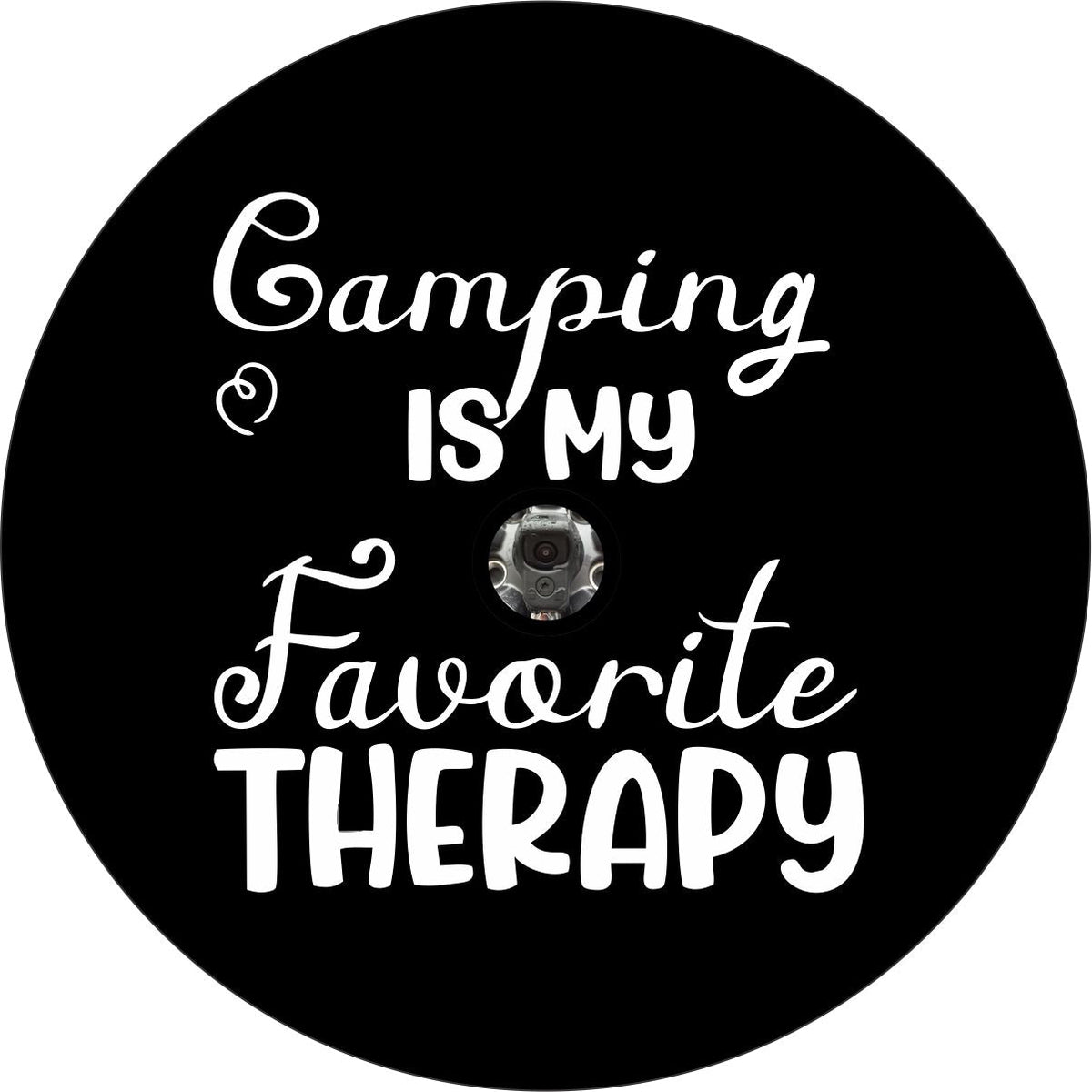 Camping Is My Favorite Therapy - Spare Tire Cover for RVs, Camper, Jeeps, Bronco, and More-duckduckjeep-offroad-wrangler-gladiator-3d-jeep duck-custom duck-Jeep-The Quacktory-Fun Jeep Ducks-Ducks4Jeep