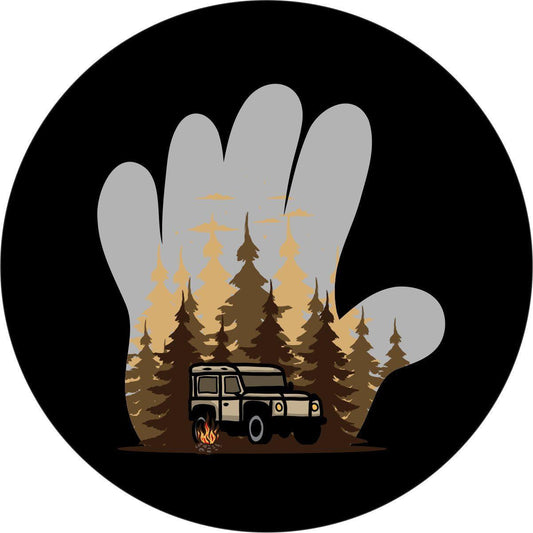Camping by the Fire + Jeep Wave SUV Spare Tire Cover | Jeep, Bronco, RV, Camper, Trailers-duckduckjeep-offroad-wrangler-gladiator-3d-jeep duck-custom duck-Jeep-The Quacktory-Fun Jeep Ducks-Ducks4Jeep