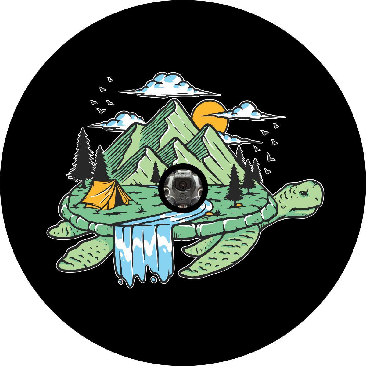 Camping on Turtle Island Unique Spare Tire Cover for Jeep, Bronco, RV, Camper, & More-duckduckjeep-offroad-wrangler-gladiator-3d-jeep duck-custom duck-Jeep-The Quacktory-Fun Jeep Ducks-Ducks4Jeep