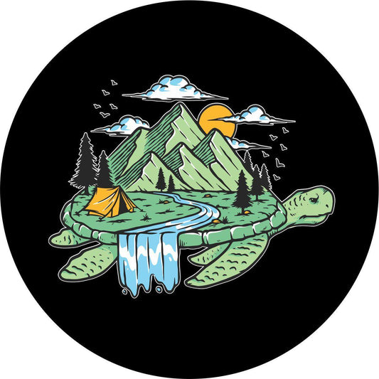 Camping on Turtle Island Unique Spare Tire Cover for Jeep, Bronco, RV, Camper, & More-duckduckjeep-offroad-wrangler-gladiator-3d-jeep duck-custom duck-Jeep-The Quacktory-Fun Jeep Ducks-Ducks4Jeep