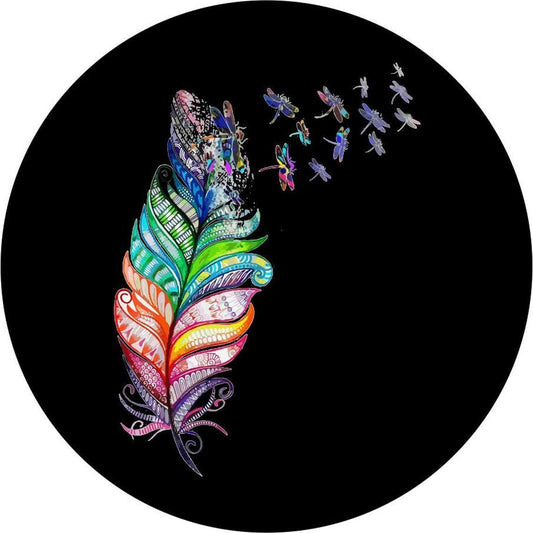 Colorful Feather with Dragonflies-duckduckjeep-offroad-wrangler-gladiator-3d-jeep duck-custom duck-Jeep-The Quacktory-Fun Jeep Ducks-Ducks4Jeep