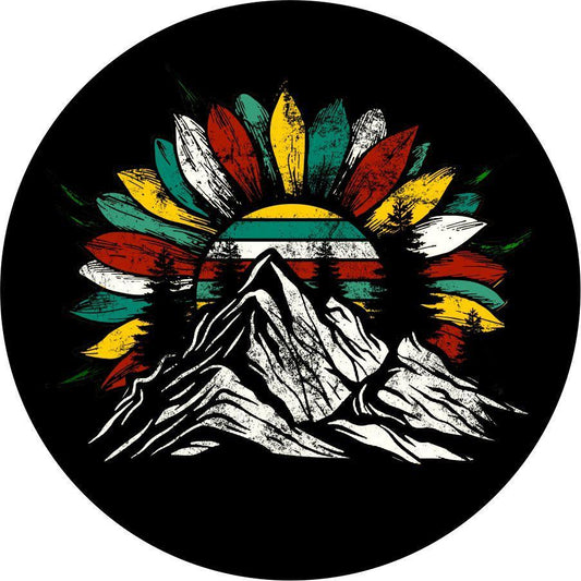 Colorful Sunflower on the Mountains-duckduckjeep-offroad-wrangler-gladiator-3d-jeep duck-custom duck-Jeep-The Quacktory-Fun Jeep Ducks-Ducks4Jeep