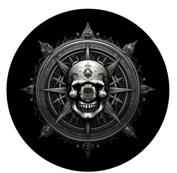 Compass Skull At The Helm Spare Tire Cover-duckduckjeep-offroad-wrangler-gladiator-3d-jeep duck-custom duck-Jeep-The Quacktory-Fun Jeep Ducks-Ducks4Jeep