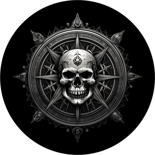 Compass Skull at the Helm Spare Tire Cover for Jeep, Bronco, RV, Camper, Van & More-duckduckjeep-offroad-wrangler-gladiator-3d-jeep duck-custom duck-Jeep-The Quacktory-Fun Jeep Ducks-Ducks4Jeep