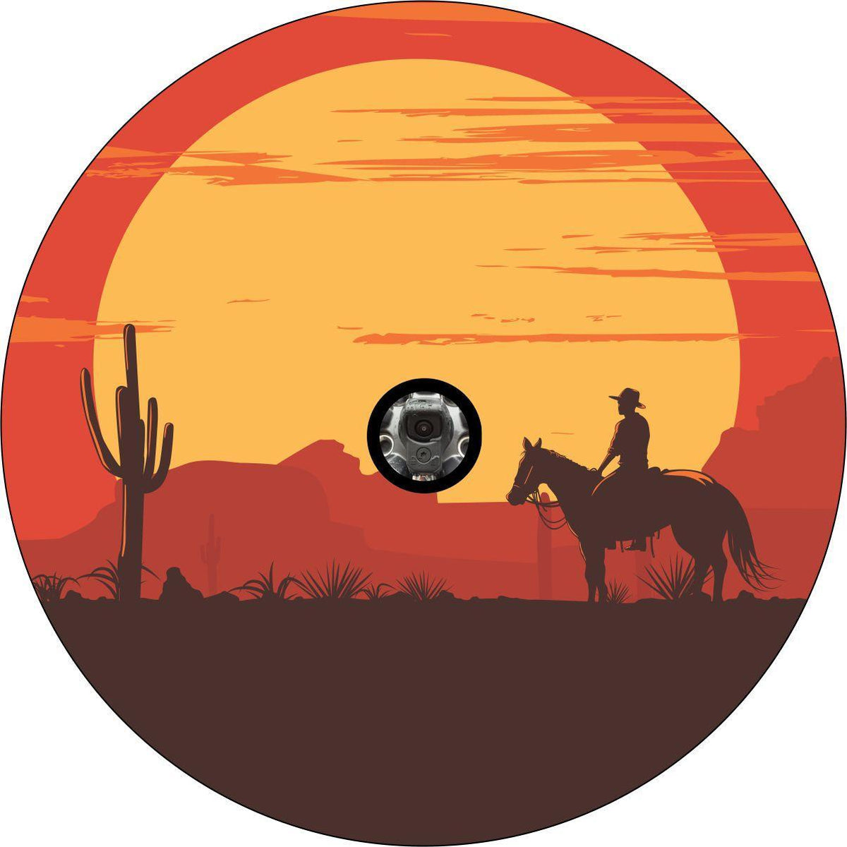 Cowboy Rides Away - Western Spare Tire Cover Design-duckduckjeep-offroad-wrangler-gladiator-3d-jeep duck-custom duck-Jeep-The Quacktory-Fun Jeep Ducks-Ducks4Jeep