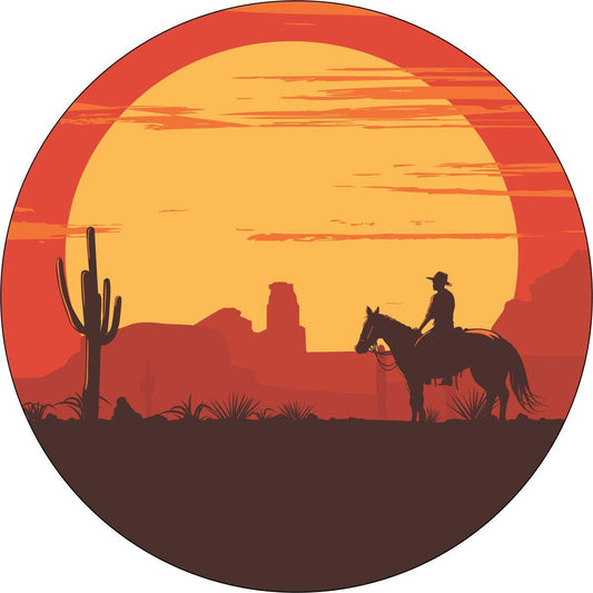 Cowboy Rides Away - Western Spare Tire Cover Design-duckduckjeep-offroad-wrangler-gladiator-3d-jeep duck-custom duck-Jeep-The Quacktory-Fun Jeep Ducks-Ducks4Jeep