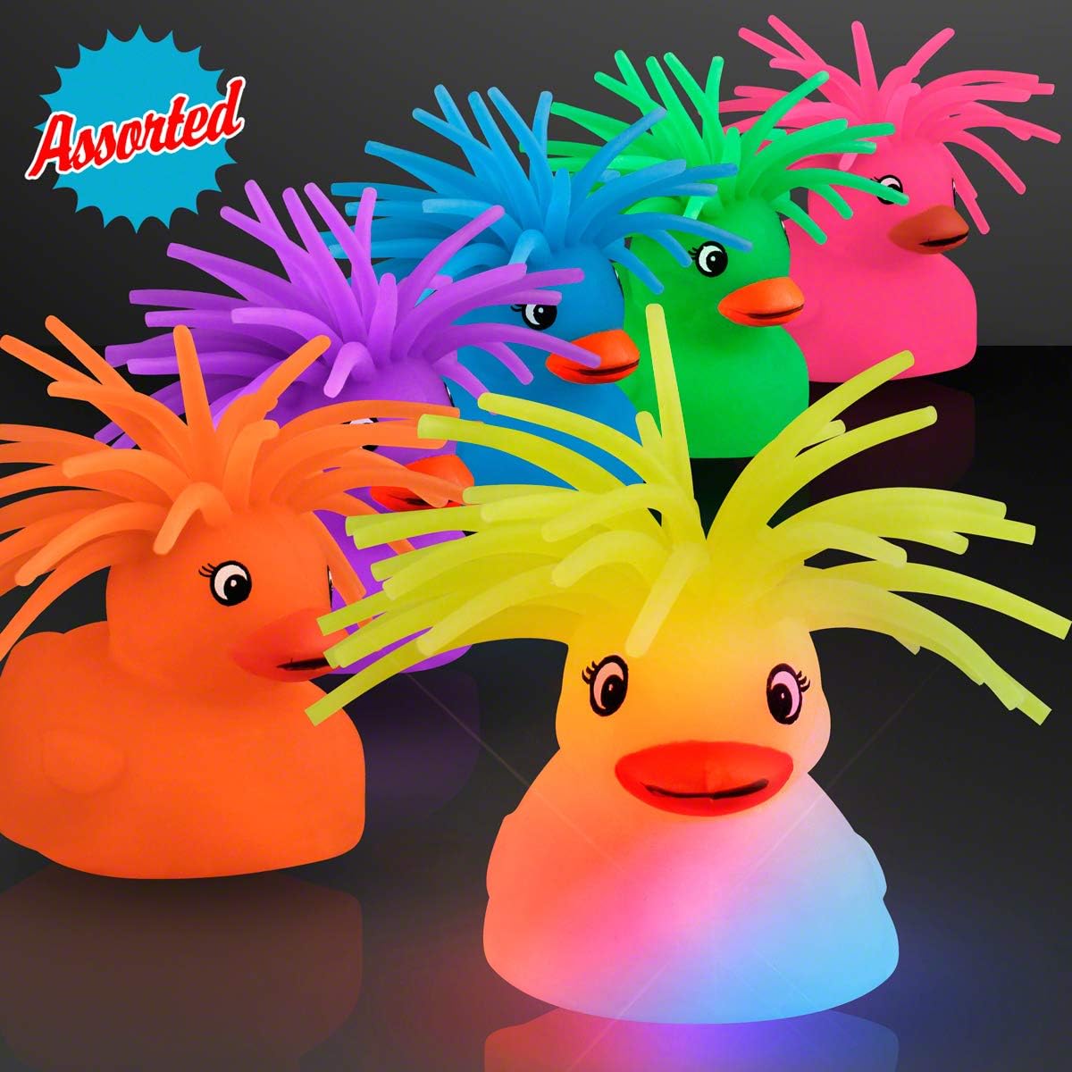 Crazy Hair Flashing Puffer Ducks-duckduckjeep-offroad-wrangler-gladiator-3d-jeep duck-custom duck-Jeep-The Quacktory-Fun Jeep Ducks-Ducks4Jeep