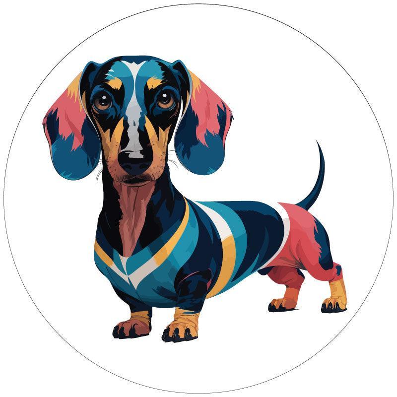 Cute Colorful Dachshund Dog Spare Tire Cover for RV, Bronco, Jeep, Camper, Van, Trailer-duckduckjeep-offroad-wrangler-gladiator-3d-jeep duck-custom duck-Jeep-The Quacktory-Fun Jeep Ducks-Ducks4Jeep