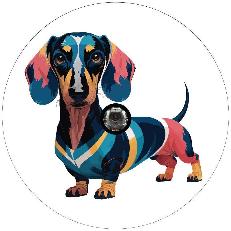 Cute Colorful Dachshund Dog Spare Tire Cover for RV, Bronco, Jeep, Camper, Van, Trailer-duckduckjeep-offroad-wrangler-gladiator-3d-jeep duck-custom duck-Jeep-The Quacktory-Fun Jeep Ducks-Ducks4Jeep