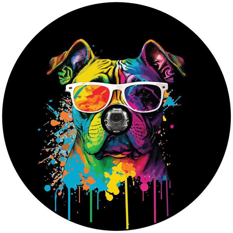 Cute Pop Art English Bulldog Spare Tire Cover For Jeeps, Bronco, RV, Camper, Van, & More-duckduckjeep-offroad-wrangler-gladiator-3d-jeep duck-custom duck-Jeep-The Quacktory-Fun Jeep Ducks-Ducks4Jeep