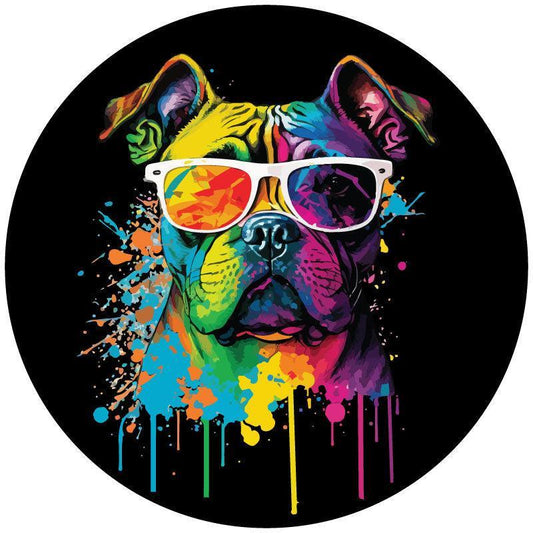 Cute Pop Art English Bulldog Spare Tire Cover For Jeeps, Bronco, RV, Camper, Van, & More-duckduckjeep-offroad-wrangler-gladiator-3d-jeep duck-custom duck-Jeep-The Quacktory-Fun Jeep Ducks-Ducks4Jeep