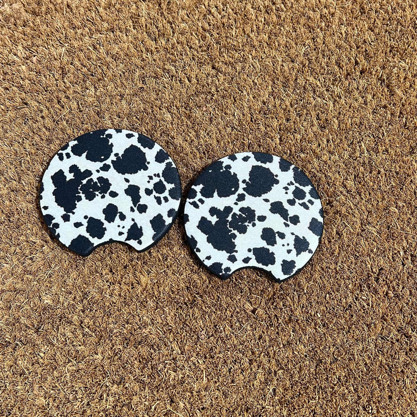 Cow Print Car Coasters