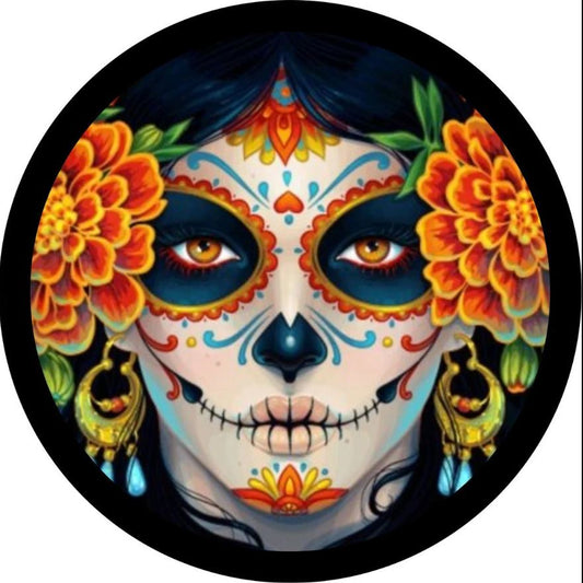 DÃ­a de los Muertos Colorful Sugar Skull Spare Tire Cover-duckduckjeep-offroad-wrangler-gladiator-3d-jeep duck-custom duck-Jeep-The Quacktory-Fun Jeep Ducks-Ducks4Jeep